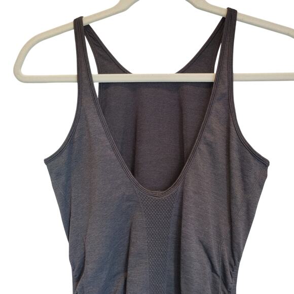 Lululemon Women's Dark Charcoal Grey Tank Top Ruched Sides Low Back Fitted - Picture 4 of 5